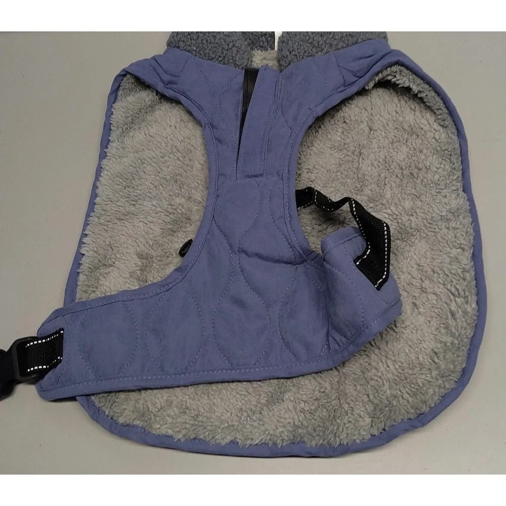 Sheripe Blue Quilted Winter Dog Coat Fleece Lined Reflective Water Resistant M
